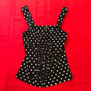 M White House Black Market B&W Polka Dot SEXY Top